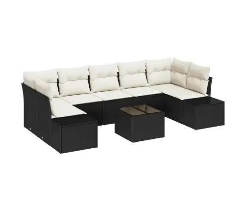 Sodo Sofų Rinkinys 8 Pcs Juoda Ir Kreminė 55 X 55 X 37 Cm