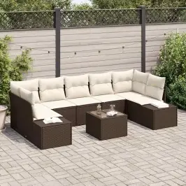 Dārza Dīvānu Komplekts 8 Pcs Brūns Un Krēma 55 X 55 X 37 Cm Vidaxl