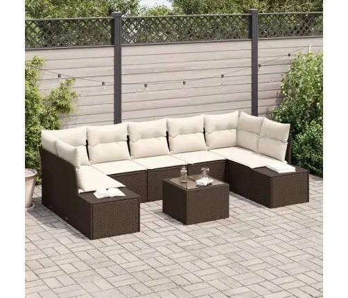 8 Daļu Dārza Dīvānu Komplekts Ar Spilveniem Brūnā Polietilēna Rotangpalma Vidaxl