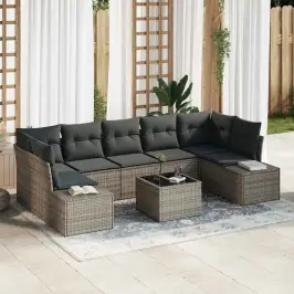 Dārza Dīvānu Komplekts Ar Spilvenu 8 Pcs Pelēka 55 X 55 X 37 Cm Vidaxl