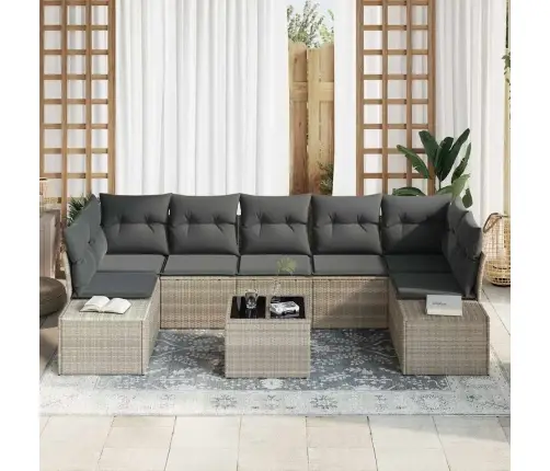 Aia Diivanikomplekt 8 Pcs Helehall Ja Tumehall Polürotang