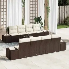 Dārza Dīvānu Komplekts 7 Pcs Brūns Un Krēma 55 X 55 X 37 Cm Vidaxl