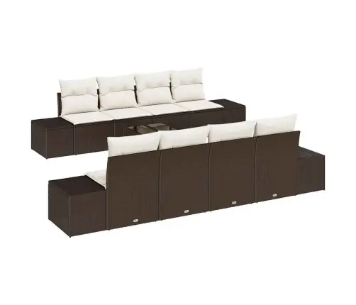 7 Daļu Dārza Dīvānu Komplekts Ar Spilveniem Brūna Poli Rotangpalma Vidaxl