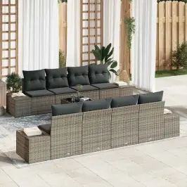 Dārza Dīvānu Komplekts Ar Spilvenu 7 Pcs Pelēka 55 X 55 X 37 Cm Vidaxl