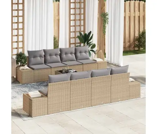 7 Daļu Dārza Dīvānu Komplekts Ar Spilveniem Bēšs Poli Rotangpalma Vidaxl