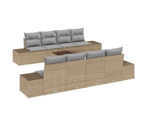 7 Daļu Dārza Dīvānu Komplekts Ar Spilveniem Bēšs Poli Rotangpalma Vidaxl