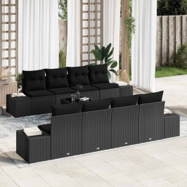 Dārza Dīvānu Komplekts Ar Spilvenu 7 Pcs Melna 55 X 55 X 37 Cm Vidaxl