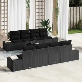 Dārza Dīvānu Komplekts Ar Spilvenu 7 Pcs Melna 55 X 55 X 37 Cm Vidaxl