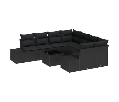 9 Daļu Dārza Dīvānu Komplekts Ar Spilveniem Melnā Poli Rotangpalma Vidaxl