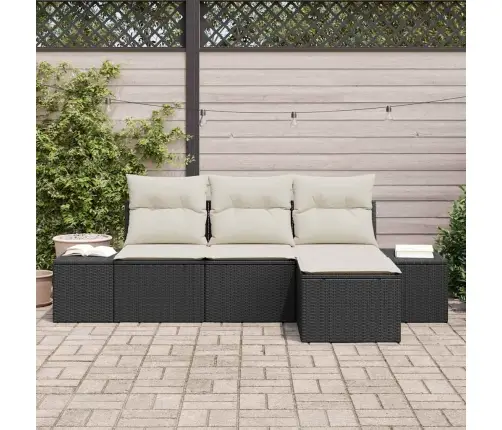 4 Daļu Dārza Dīvānu Komplekts Ar Spilveniem Melnā Poli Rotangpalmas Vidaxl