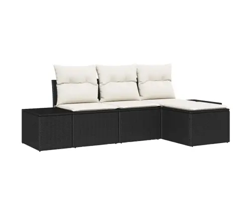 4 Daļu Dārza Dīvānu Komplekts Ar Spilveniem Melnā Poli Rotangpalmas Vidaxl