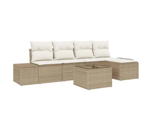 6 Daļu Dārza Dīvānu Komplekts Ar Spilveniem, Brūns Polirāts Vidaxl