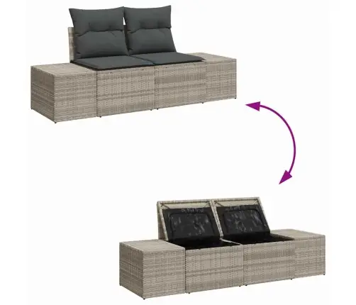 Sodo Sofų Rinkinys Su Pagalve Su Saugykla 6 Pcs Šviesiai Pilka Sodo Sofų Rinkinys Su Pagalve Su Saugykla 6 Pcs Šviesiai Pilka