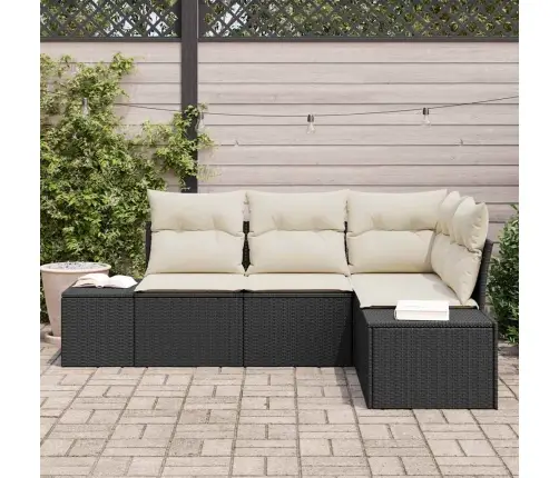 4 Gab Dārza Dīvānu Komplekts Ar Spilveniem Melnā Poli Rotangpalma Vidaxl