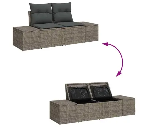 Dārza Dīvānu Komplekts Ar Spilvenu Ar Uzglabāšanu 4 Pcs Pelēka Vidaxl