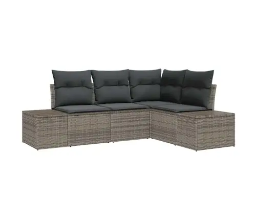 Dārza Dīvānu Komplekts Ar Spilvenu Ar Uzglabāšanu 4 Pcs Pelēka Vidaxl