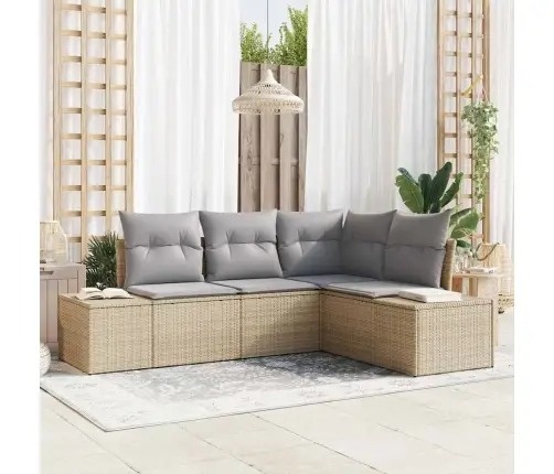 Aia Diivanikomplekt 4 Pcs Beež Ja Heledhall Polürotang