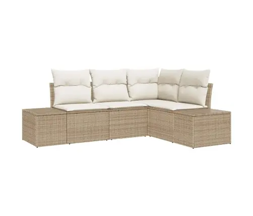 4 Daļu Dārza Dīvānu Komplekts Ar Spilveniem Bēšā Polirāžā Vidaxl