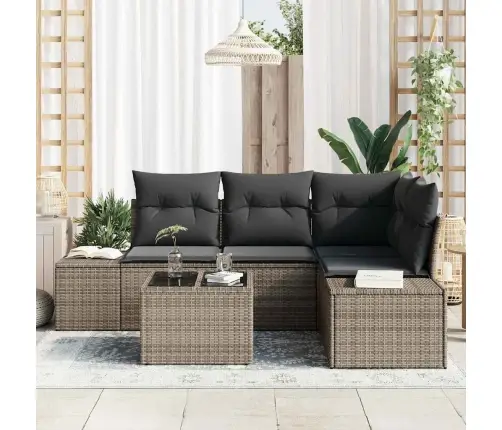 Dārza Dīvānu Komplekts Ar Spilvenu 5 Pcs Gaiši Pelēks Vidaxl