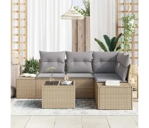 Sodo Sofų Rinkinys Bežinė Ir Šviesiai Pilka Poliratanas