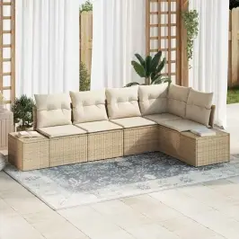Dārza Dīvānu Komplekts Ar Spilvenu 5 Pcs Bēšs Un Krēms Vidaxl