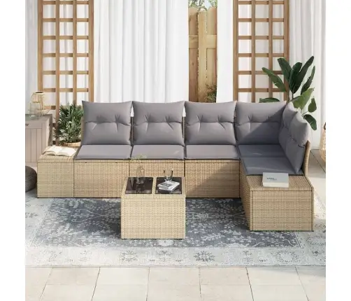 Aia Diivanikomplekt Padjaga 6 Pcs Beež Ja Heledhall Aia Diivanikomplekt Padjaga 6 Pcs Beež Ja Heledhall