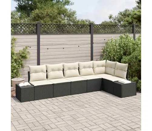 Sodo Sofų Rinkinys Su Pagalve 6 Pcs Juoda Ir Kreminė Sodo Sofų Rinkinys Su Pagalve 6 Pcs Juoda Ir Kreminė