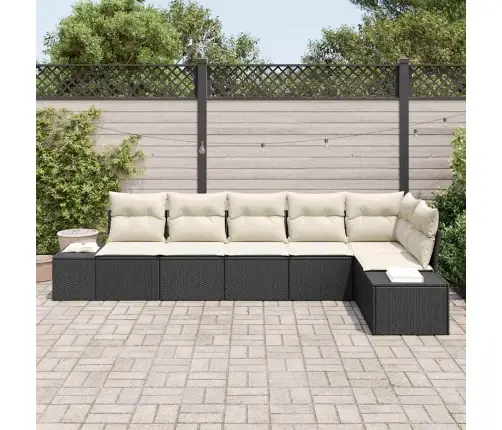 Sodo Sofų Rinkinys Su Pagalve 6 Pcs Juoda Ir Kreminė Sodo Sofų Rinkinys Su Pagalve 6 Pcs Juoda Ir Kreminė