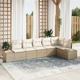 Dārza Dīvānu Komplekts Ar Spilvenu 6 Pcs Bēšs Un Krēms Vidaxl