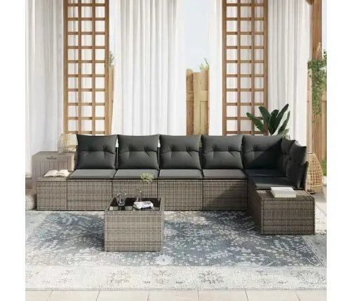 Sodo Sofų Rinkinys Su Pagalve Su Saugykla 7 Pcs Šviesiai Pilka Sodo Sofų Rinkinys Su Pagalve Su Saugykla 7 Pcs Šviesiai Pilka