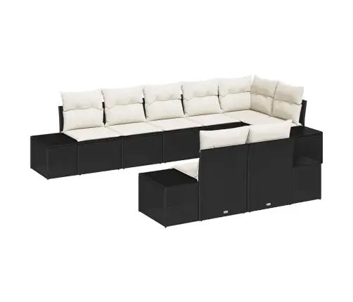 8 Daļu Dārza Dīvānu Komplekts Ar Spilveniem Melnā Polietilēna Rotangpalmas Vidaxl