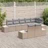 Sodo Sofų Rinkinys 8 Pcs Bežinė Ir Šviesiai Pilka Poli Ratanas