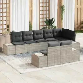 Dārza Dīvānu Komplekts 8 Pcs Gaiši Pelēka 319 X 154 X 85 Cm Vidaxl