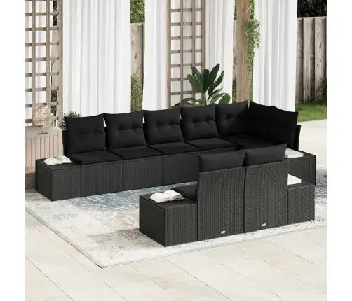 Dārza Dīvānu Komplekts 8 Pcs Melna Poliūtu Rotangpalma Vidaxl