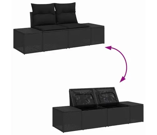 Dārza Dīvānu Komplekts 8 Pcs Melna Poliūtu Rotangpalma Vidaxl