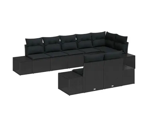 Dārza Dīvānu Komplekts 8 Pcs Melna Poliūtu Rotangpalma Vidaxl