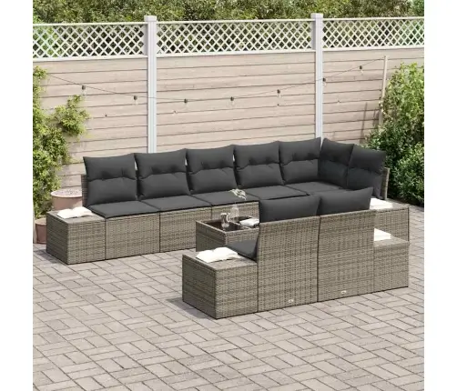 Dārza Dīvānu Komplekts 9 Pcs Pelēka 319 X 154 X 85 Cm Vidaxl
