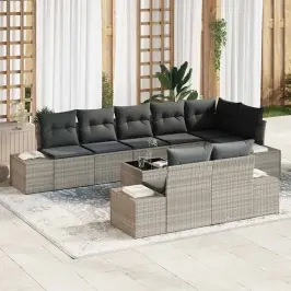 Dārza Dīvānu Komplekts 9 Pcs Gaiši Pelēka 319 X 154 X 85 Cm Vidaxl
