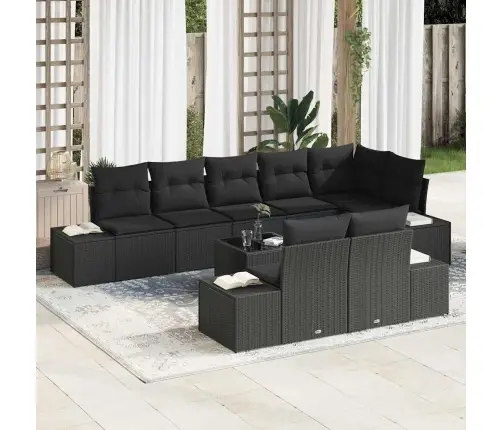Dārza Dīvānu Komplekts Ar Uzglabāšanu Melna Poliūtu Rotangpalma Vidaxl