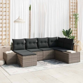 Dārza Dīvānu Komplekts 6 Pcs Pelēka 264 X 154 X 85 Cm Vidaxl