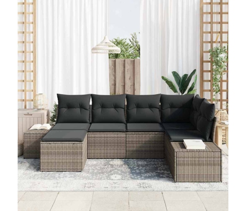 Sodo Sofų Rinkinys 6 Pcs Pilka 264 X 154 X 85 Cm Poli Ratanas
