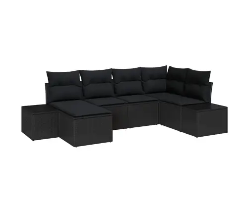 Sodo Sofų Rinkinys 6 Pcs Juoda 264 X 154 X 85 Cm Poli Ratanas