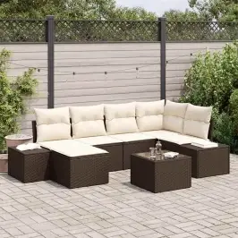 Aia Diivanikomplekt 7 Pcs Pruun Ja Kreemjas 264 X 154 X 85 Cm
