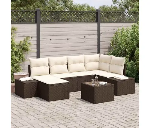 Aia Diivanikomplekt 7 Pcs Pruun Ja Kreemjas 264 X 154 X 85 Cm