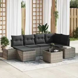 Dārza Dīvānu Komplekts 7 Pcs Pelēka 264 X 154 X 85 Cm Vidaxl