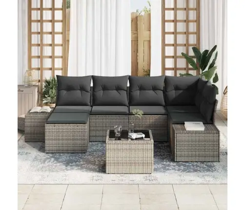 6 Gabalu Dārza Dīvānu Komplekts Ar Spilveniem Melnā Poli Rotangpalma Vidaxl