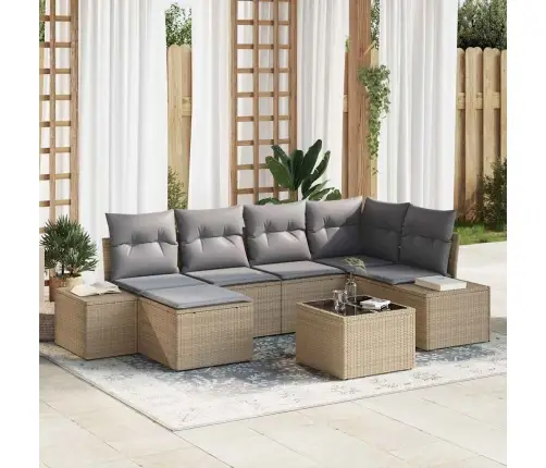 7 Daļu Dārza Dīvāna Komplekts Ar Spilveniem Melnā Poli Ratana Vidaxl