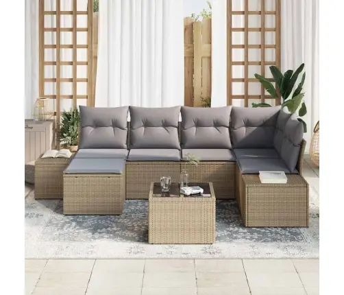 7 Daļu Dārza Dīvāna Komplekts Ar Spilveniem Melnā Poli Ratana Vidaxl