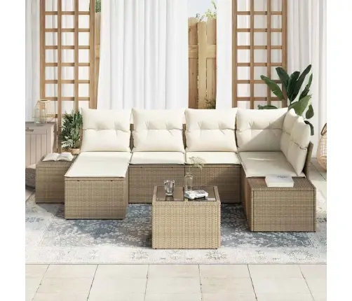 7 Gabalu Dārza Dīvānu Komplekts Ar Spilveniem Brūnā Polietilēna Rotangpalma Vidaxl