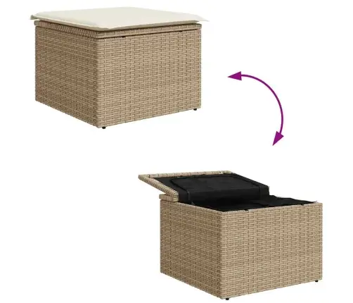 Sodo Sofų Rinkinys Su Pagalve 7 Pcs Smėlio Poliratanas